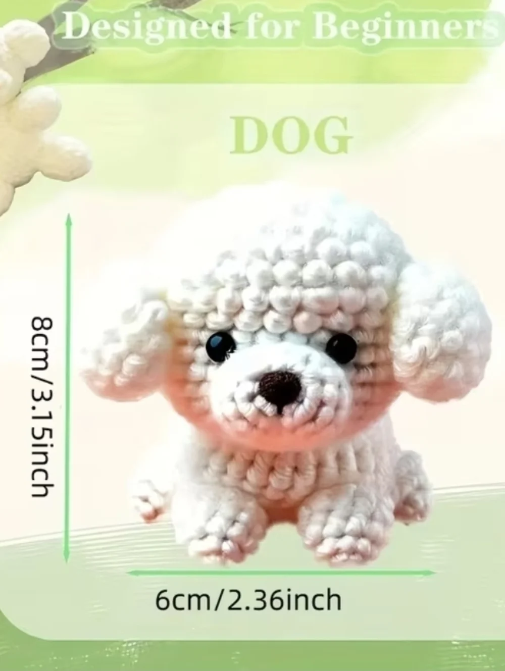 DIY White Poodle Dog Keychain Crochet For Beginners Kit All Tools Included New